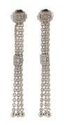 0.30ctw Princess and Round Diamond Milgrain Tassel Chain Dangle Earrings in 18K