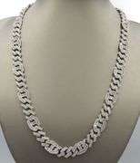 925 Sterling silver cubic zirconia link chain necklace