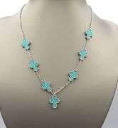 925 Sterling silver turquoise cross link necklace