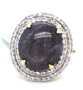 Captivating Massive 14.25CTS Oval Cabochon-Cut Star Ruby & 1.25CTW White Sapphire Ring in 14K Gold O
