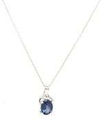 925 Sterling silver oval shaped tanzanite pendant on chain