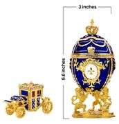 Royal Imperial Blue Russian Fabergé Egg Replica with Blue Carriage