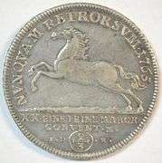 Scarce 1765E German States 2/3 Thaler Silver Piece in nice XF