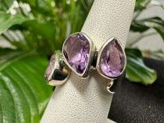 Sterling Silver 925 Natural Gemstone Amethyst Ring Size 9