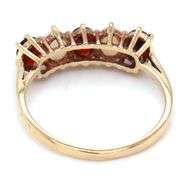 9kt Yellow gold oval opal and garnet 5 stone ring