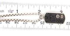 David Yurman black diamond Dog tag pendant on chain necklace