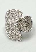 925 Sterling Silver Full Moissanite Pave Three Leaf Design Ring
