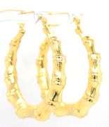 Medium bamboo style hoop earrings in 925 sterling silver