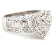 925 Sterling silver heart shaped white cubic zirconia ring