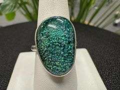 Sterling Silver 925 One of a Kind Dichroic Glass Ring Size 9