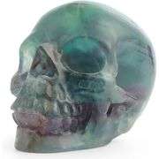 Hand-Carved Rainbow Fluorite Crystal Skull