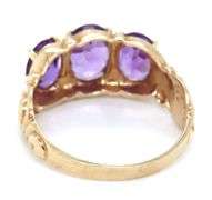 10kt Yellow gold 3 stone oval amethyst ring