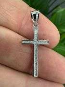 Rhodium Plated 925 Sterling Silver Moissanite Cross Pendant