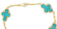 925 Sterling silver 5 turquoise cross link bracelet