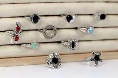 Sterling Silver Curated Ring Assortment Various Sizes & Styles (10 Ring Lot)
