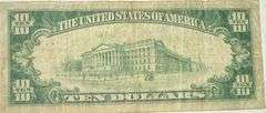 $10 Fed Reserve Bank NY NY Series 1929 Brown Seal National Currency Note.