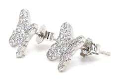 Set of 925 sterling silver butterfly cubic zirconia stud earrings and charm