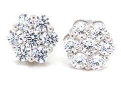 925 Sterling silver flower style cubic zirconia stud earrings