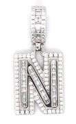 Initial N cubic zirconia pendant in 925 sterling silver