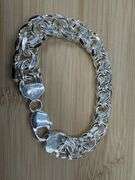 Sterling Silver 925 Heavy Double Curb 12mm Offset Cuban Chain Italy Bracelet 8"