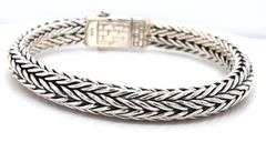 Heavy 925 sterling silver byzanitne bracelet with cubic zirconia clasp