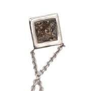 18K(750) White Gold Natural Diamond Square Shape Pendant Necklace with Chain