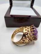 Extremely fine Antique Russian 18k gold ring hand made with very large over 5ctw Amethyst