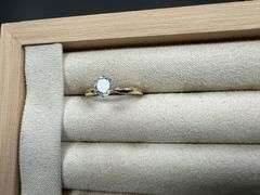 10k Yellow Gold Classic White CZ Solitaire Engagement Band Ring Size 6.75