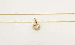 18K Yellow Gold Necklace with Heart-Shaped Diamond Pendant