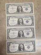 3 Lots Of 4 (12 Notes Total) Consecutive Silver Certificates, UNC