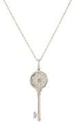 Tiffany & Co. 0.09ctw Diamond Flower Key Pendant Necklace in 18K