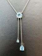 Sterling Silver Blue Topaz Lariat Necklace – Elegant Drop Pendant Design