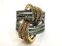 Sparkling 14 K White and Yellow Gold Plated Simulated Diamond Ring.