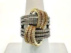 Dazzling 14 K White Gold and 14 K Yellow Gold Plated Simulated Diamond Ring