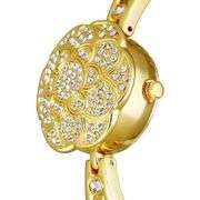 Flower Quartz Watch with Bracelet Band and Crystals