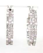 925 Sterling silver double row cubic zirconia hoop earrings