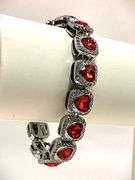 Dazzling 37 Grams 14 K White Gold Plated Simulated Ruby and Diamond Tennis Bracelet
