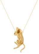Designs by Slack Irradiated Teal and White Diamond Kitten Pendant Necklace in 18K