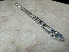 Men's 9.7mm Solid .925 Sterling Silver Flat Figaro Chain Link Italy Bracelet 8" inch