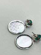 925 Sterling Silver Drop Turquoise And White MOP Earrings