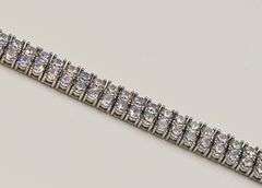 14 Kt White Gold Plated 58 Count Lab Simulated Diamond Tennis Bracelet