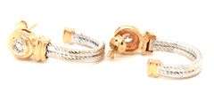 14kt two tone gold 0.40ctw bezel set diamond cable J hoop