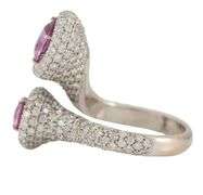 Chantecler 2.93ctw Pink Sapphire and 3.13ctw Pave Diamond Bypass Ring in 18K