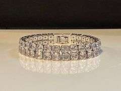 14 Kt White Gold Plated 58 Count Lab Simulated Diamond Tennis Bracelet