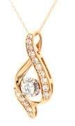 14kt Yellow gold 3/8ctw diamond swirl pendant on chain