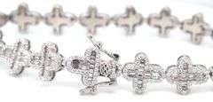 925 Sterling silver cubic zirconia cross link bracelet