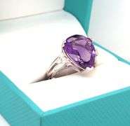 Breathtaking 6.46CTS Pear Shaped Brilliant-Cut Amethyst & Diamond Ring in Sterling Silver