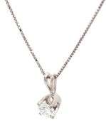 14kt White gold 0.26ct round brilliant cut solitaire pendant on chain