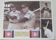 HAND SIGNED JOE DIMAGGIO AND MICKEY MANTLE 8X10 MOUNTED IN A 11X14 DISPLAY WITH COA