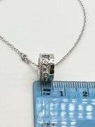 925 Sterling Silver Interlocking Circle With CZ Details Pendant And CZ Station Chain Necklace